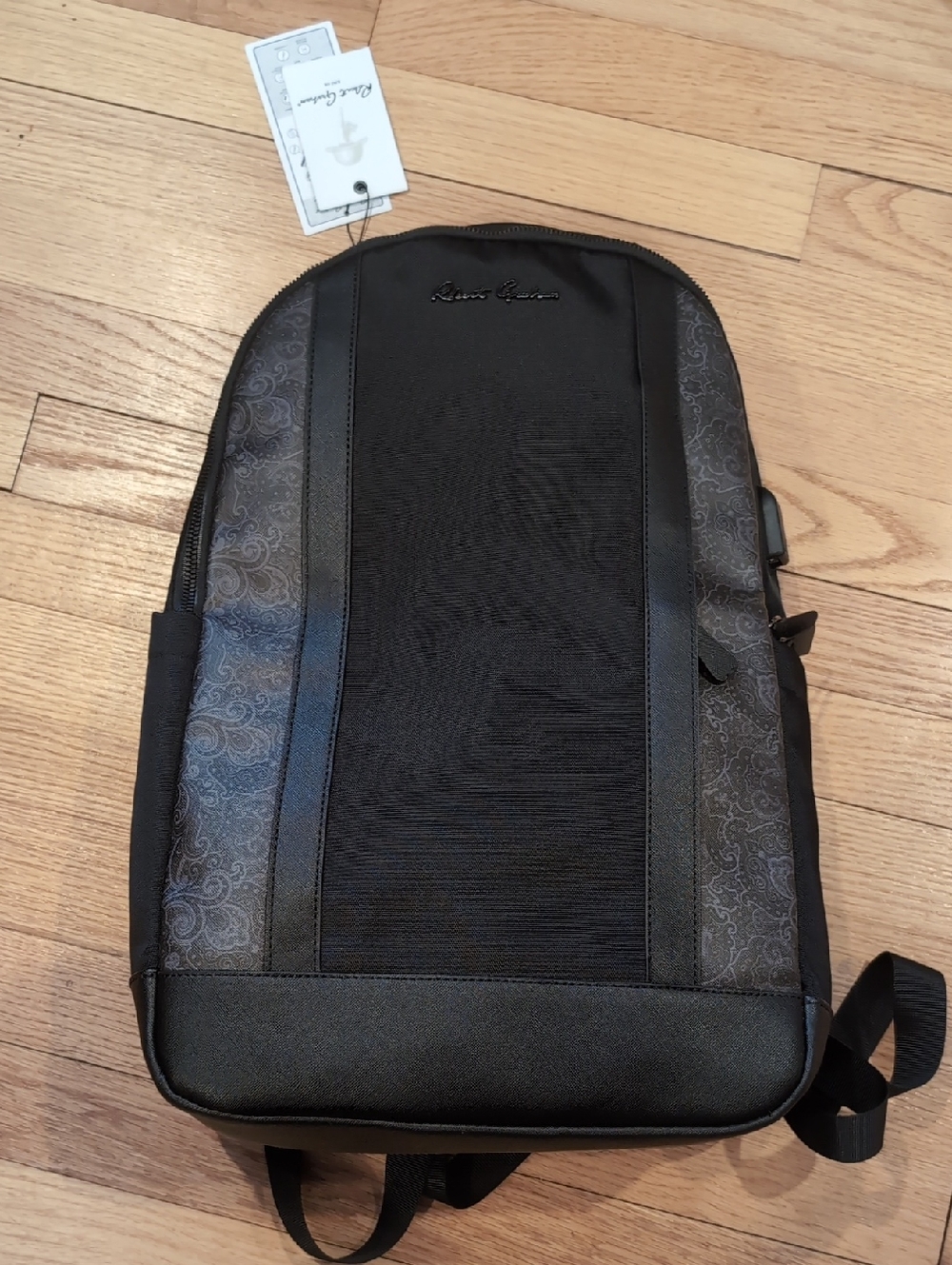 Robert Graham Black Men's Backpack with Paisley Panels